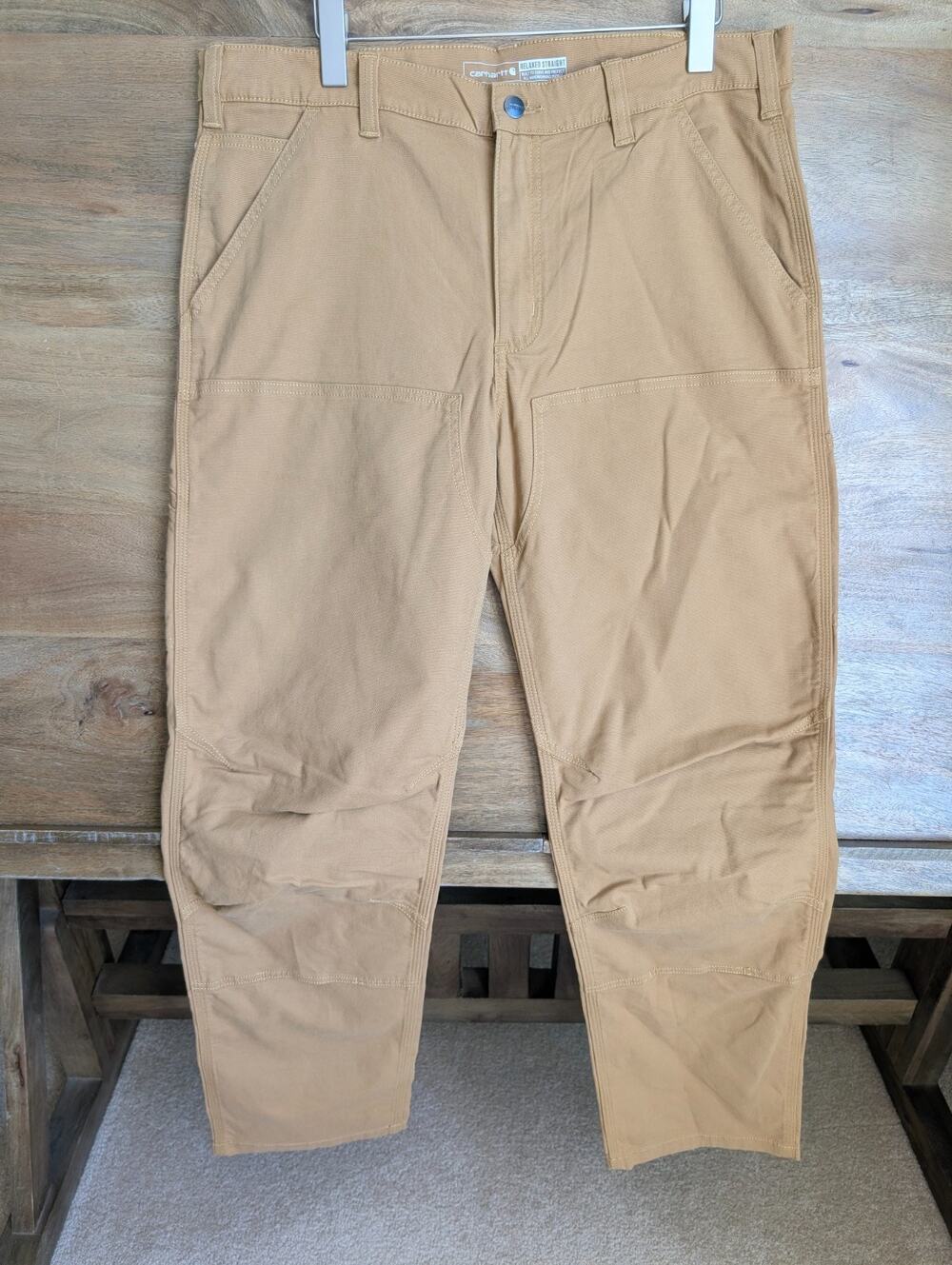 NWT Carhartt Relaxed Straight Pants Mens 36x34 Khaki Rigby Double Front Dungaree